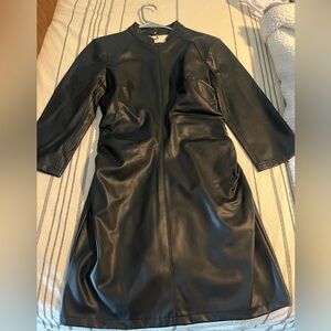 Zara Black Long Sleeve Faux Leather Dress